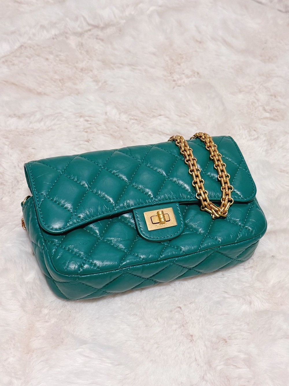 Chanel Aged Calfskin Quilted Reissue 2.55 Wallet on Chain Bag